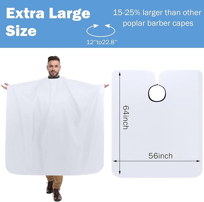 Wesiti Pcs Barber Cape 64 x 56'' Large Waterproof Hair Cutting Salon Cape Adjustable Snaps for Hair Dye Salon Stylist Supplies(White,12)