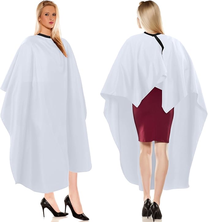 Wesiti Pcs Barber Cape 64 x 56'' Large Waterproof Hair Cutting Salon Cape Adjustable Snaps for Hair Dye Salon Stylist Supplies(White,12)