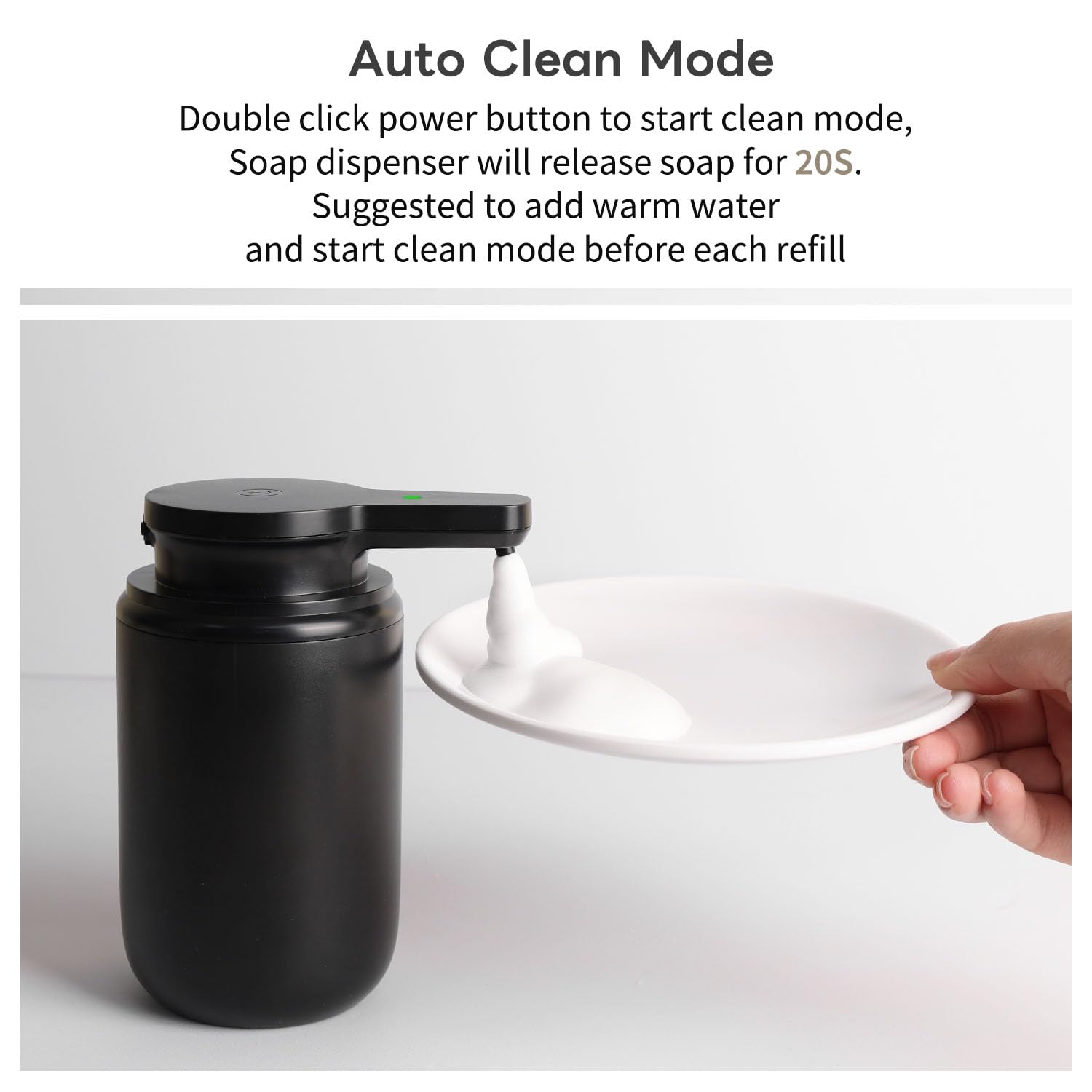 Automatic Foaming Soap Dispenser, Rechargeable Touchless Foam Hand Soap Dispenser for Bathroom, Soap Pump for Kitchen, Water-Resistant, Xmas Gift 10oz, Black