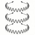 Metal Headband for Men, Adjustable Wavy Hair Band, Classic Wire 3 Pcs