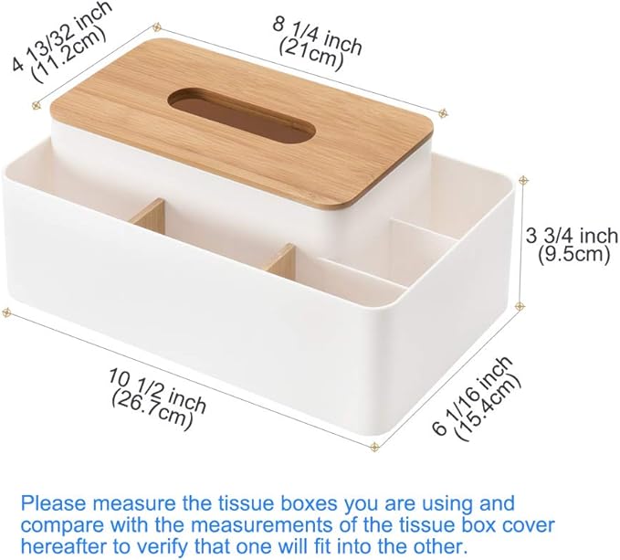 Poeland Multifunction Tissue Box Rectangular Facial Tissue Holder Dispenser for Dining Room, Kitchen, Bedroom Dressers and Home Décor