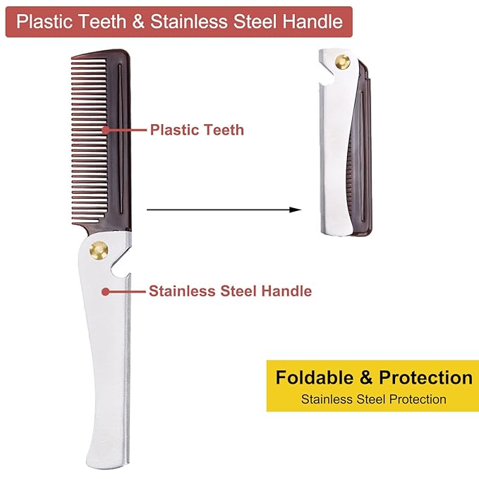 Avenoir Stainless Steel Folding Pocket Comb, Silver