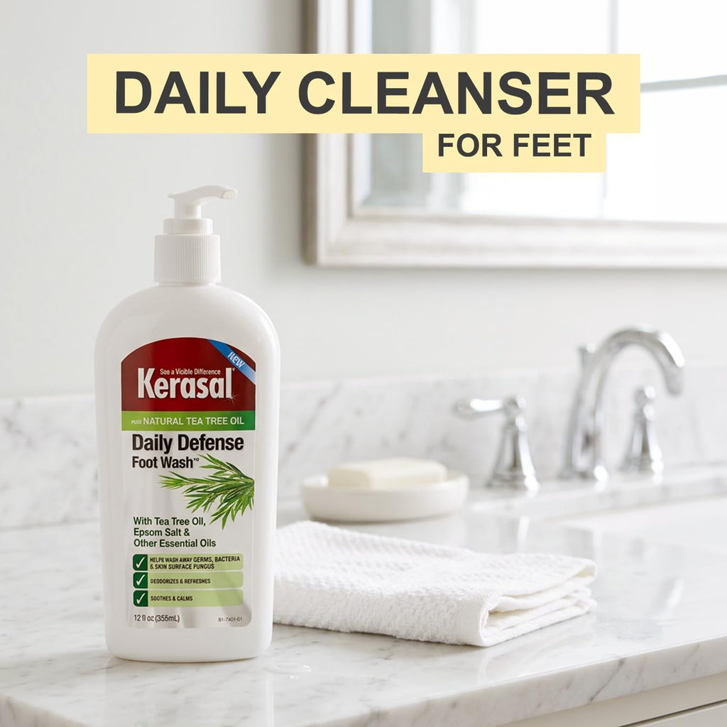 Kerasal Daily Defense Foot Wash Daily Cleanser for Feet, 12 Ounce (Packaging May Vary)