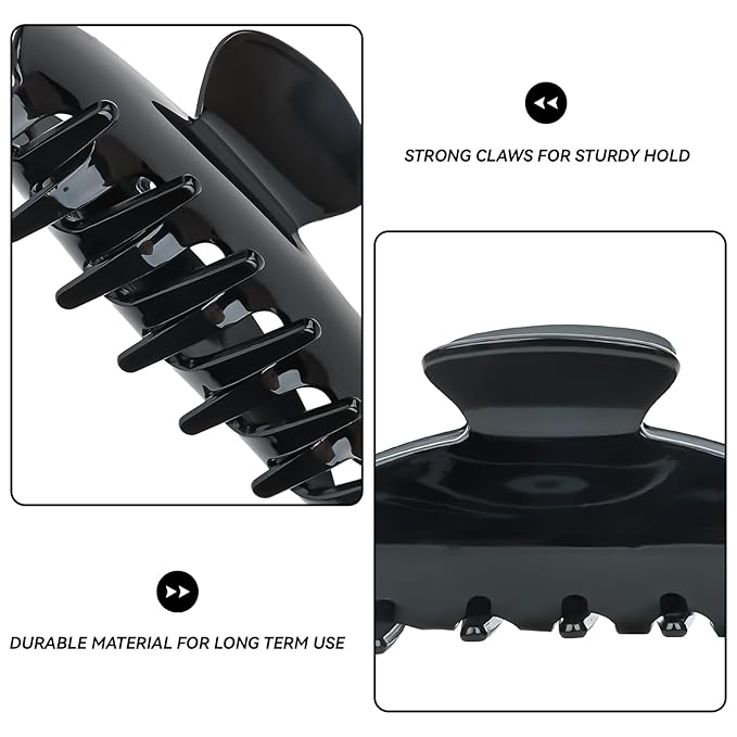 ACO-UINT 2 Pack Hair Claw Clips for Women Acrylic Claw Clips for Thick Hair Non-slip Clip for Hair Large Claws Hair Accessories for Women Girls（Black&White）