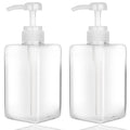 450ml (15.2oz) Pump Bottle Dispenser Jansburg 2Pack Refillable Square Plastic Lotion Dispenser Empty Lotion Pump Bottle for Essential Oil Soap Lotion Shampoo, Bathroom/Kitchen/Travel Clear