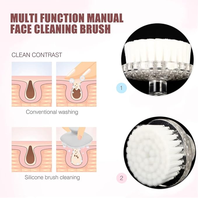 FOMIYES Facial Cleansing Brush White Manual Face Scrubber with Soft Bristles, Quick-Drying & Anti-Dust Design for Sensitive Skin, Travel-Friendly for Home & Travel Use for Women & Teens