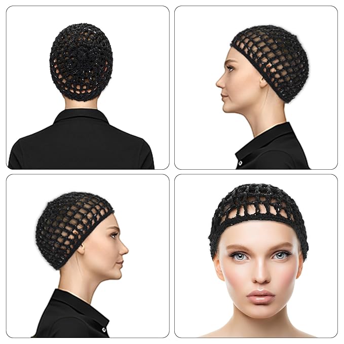 Hair Net Wrap For Sleep Women 3 PCS Sleeping Cap Drying Curly Press Hairnets Sew In Weave Bonnets Crochet Wrapping Black Mesh Snood Caps Bonnet Long Wig for Head Wrapping Cap