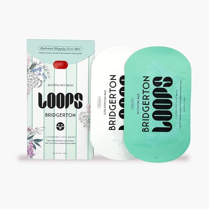 LOOPS Beauty Bridgerton™ NETFLIX Hydrated (Happily) Ever After Set-The Best Hydrogel Face Masks for Every Skin Moment Face Mask-2 Hydrating Masks -Clean Slate and Dew Cloud-All Skin Types,2pc