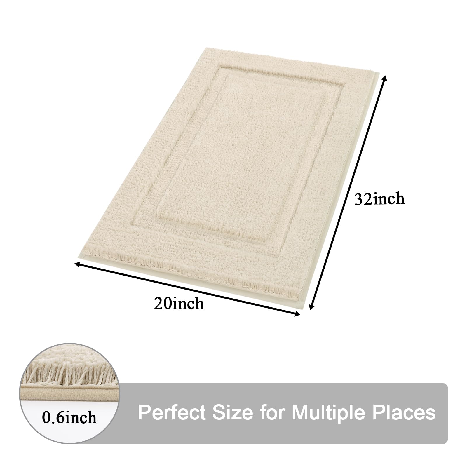 SHACOS Soft Microfiber Light Beige Bathroom Rugs Sets 2 Pieces 32x20 inch