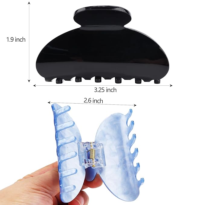 Canitor Hair Claw Clips for Women Acrylic Marbled Hair Clips for Thick Thin Hair Emi Cute Hair Accessories Preppy Teen Girl Gifts Trendy Stuff Black White Blue