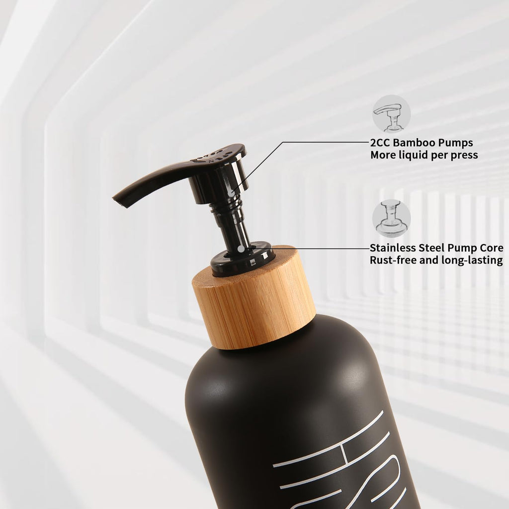 Prus Waso Shampoo and Conditioner Dispenser, Black