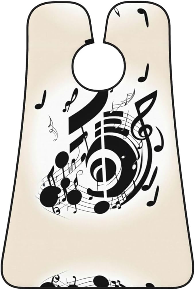 NOUZU Music Note Print Beard Bib Apron For Men, Beard Hair Catcher For Men Shaving Trimming,Beard Cape Cloth, Black