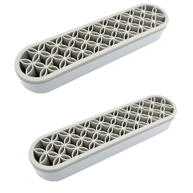 TANG SONG 2 PCS Silicone Make up Brush Holder Cosmetic Storage Box Desktop Organizers (Gray)