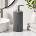 Indecor Home Resin Neutral Gray Sandstone Conditioner Engraved Bottle Refillable Pump Dispenser, Durable Waterproof Resin Construction for Bath, Shower - Gray Sandstone Satin Nickel Pump