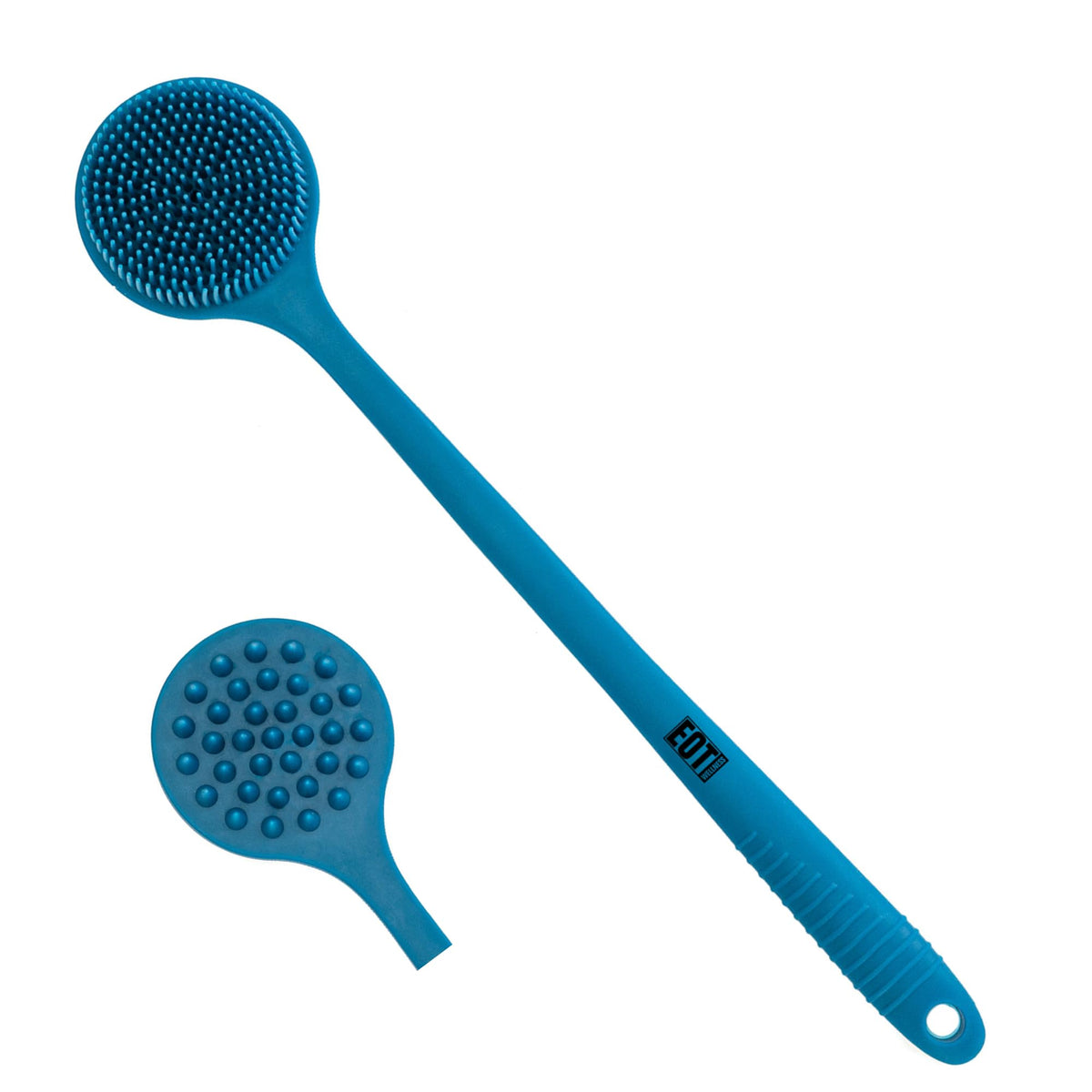 EOT Wellness Bendable Long Handled Silicone Body Brush & Hair Scrubber - Bath Shower Back Brush, Shampoo Hair & Scalp Massager, Back Scrubber for Shower (Purple)