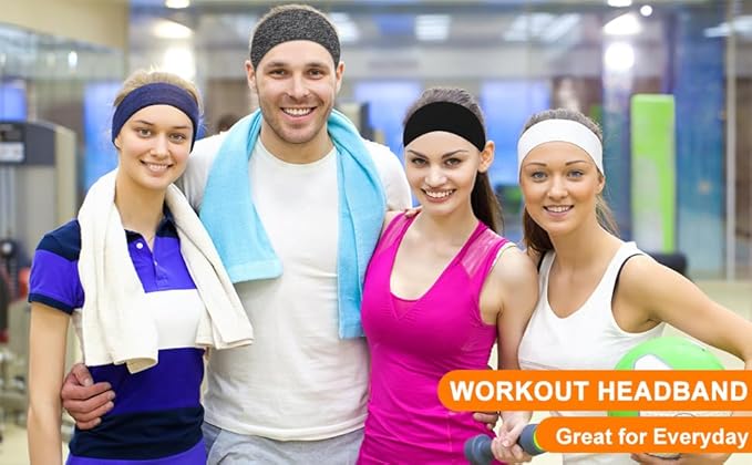 RITOPER Black Workout Head Bands for Women's Hair, Buttery Soft Non Slip Wide Thick Headbands, Solid Headband Hair Bands for Yoga, Running, Spa Day, Sports, Travel, Fashion