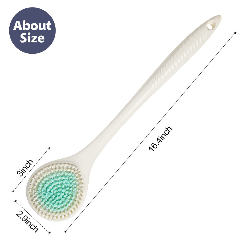BEDELITE Back Bath Brush Long Handle for Shower of 2 - Soft Shower Brush for Men & Women,Back Brush Scrubber - 16.4" Long Skin Exfoliator for Body Bath Scrubber（Pink & Ivory）