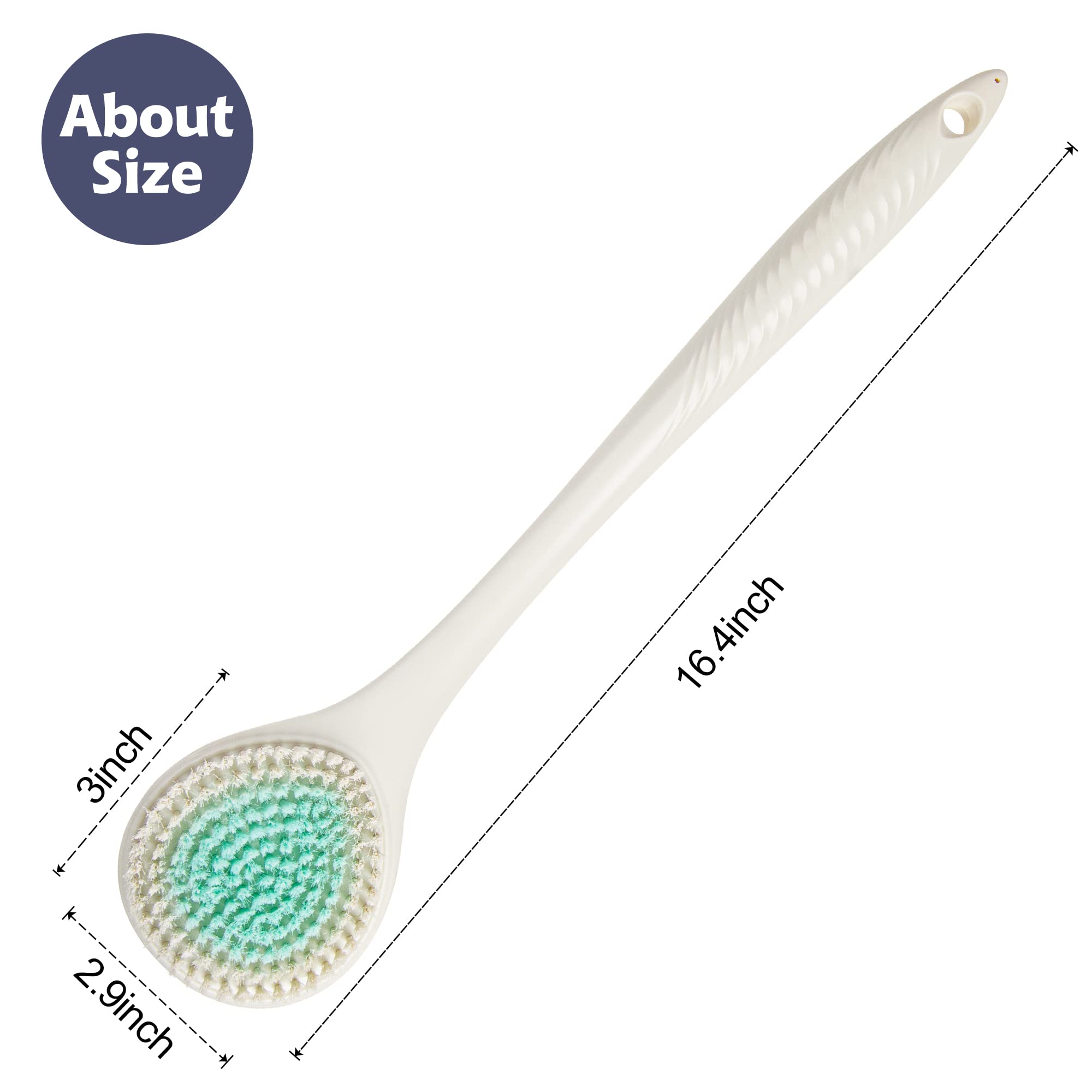BEDELITE Back Bath Brush Long Handle for Shower of 2 - Soft Shower Brush for Men & Women,Back Brush Scrubber - 16.4" Long Skin Exfoliator for Body Bath Scrubber（Pink & Ivory）