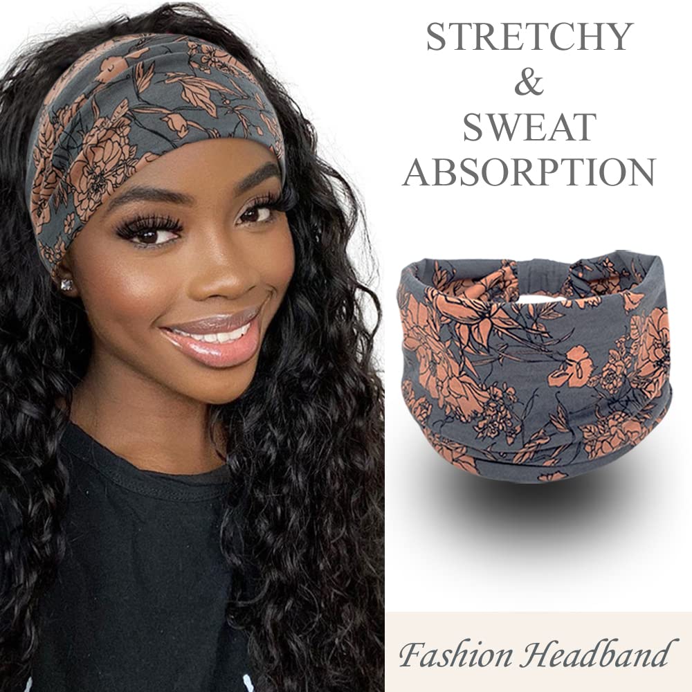YONUF Wide Headbands for Women, 4 Pack Boho Knotted Head Bands Daily Wear