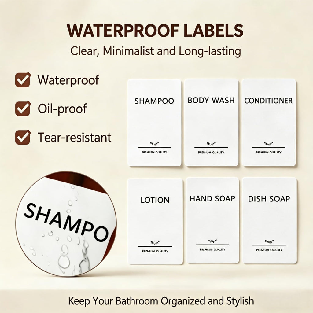 Shampoo and Conditioner Dispenser Set, 3Pack Refillable Shampoo and Conditioner Bottles with Labels, 500ml Soap Dispenser 16.9oz Shower Dispenser Square Pump Bottle for Bathroom and Kitchen - Amber