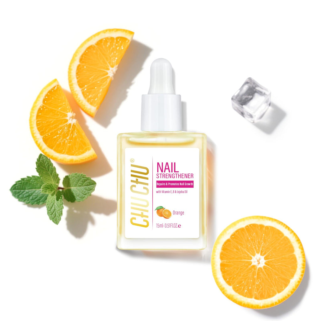 CHUCHU Vegan Cuticle Oil for Nails: Orange Jojoba Nail Cuticle Oil with Vitamin B & E for Moisturizes Cuticle and Nail's Skin - Prevents Hangnails and Chapped 15ML