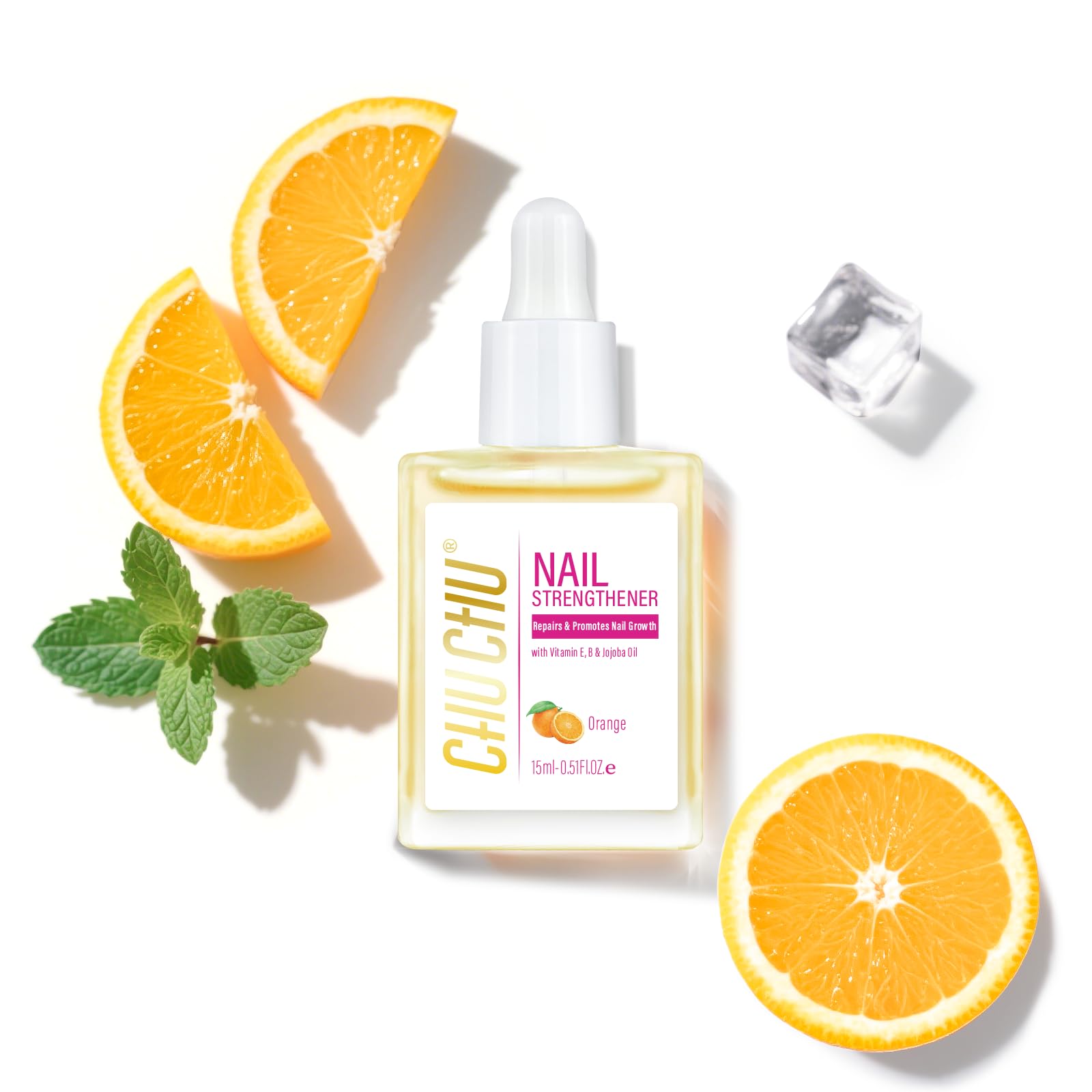 CHUCHU Vegan Cuticle Oil for Nails: Orange Jojoba Nail Cuticle Oil with Vitamin B & E for Moisturizes Cuticle and Nail's Skin - Prevents Hangnails and Chapped 15ML