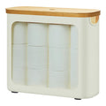ROSOS Toilet Paper Storage with Lid, Large Toilet Paper Holder for up to 12 Rolls, Free Standing Bathroom Storage Organizer with Lid, Beige
