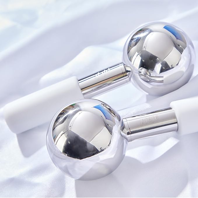 Ice Globes and 360 Rotating Ice Globes for Face & Eyes, Unbreakable Stainless Steel Cryo Sticks for Beauty Routines, Facials Cold Roller Cooling Globes for Puffiness, Wrinkles, Dark Circles, Headaches