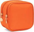 XIAOLER Small Makeup Pouch, Double Zipper Cosmetic Bag, Travel Makeup Bag, Cute Makeup Bag for Purse, Mini Toiletry Bag (Peach)
