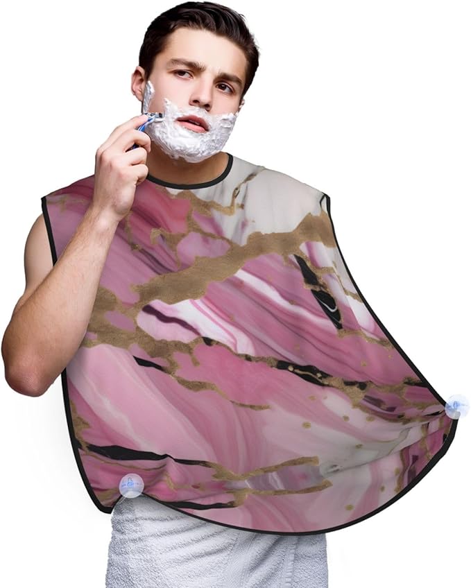 Purple Rose And Skull Print Beard Bib Shaving Apron, Beard Hair Trimming Cape Gift For Dad