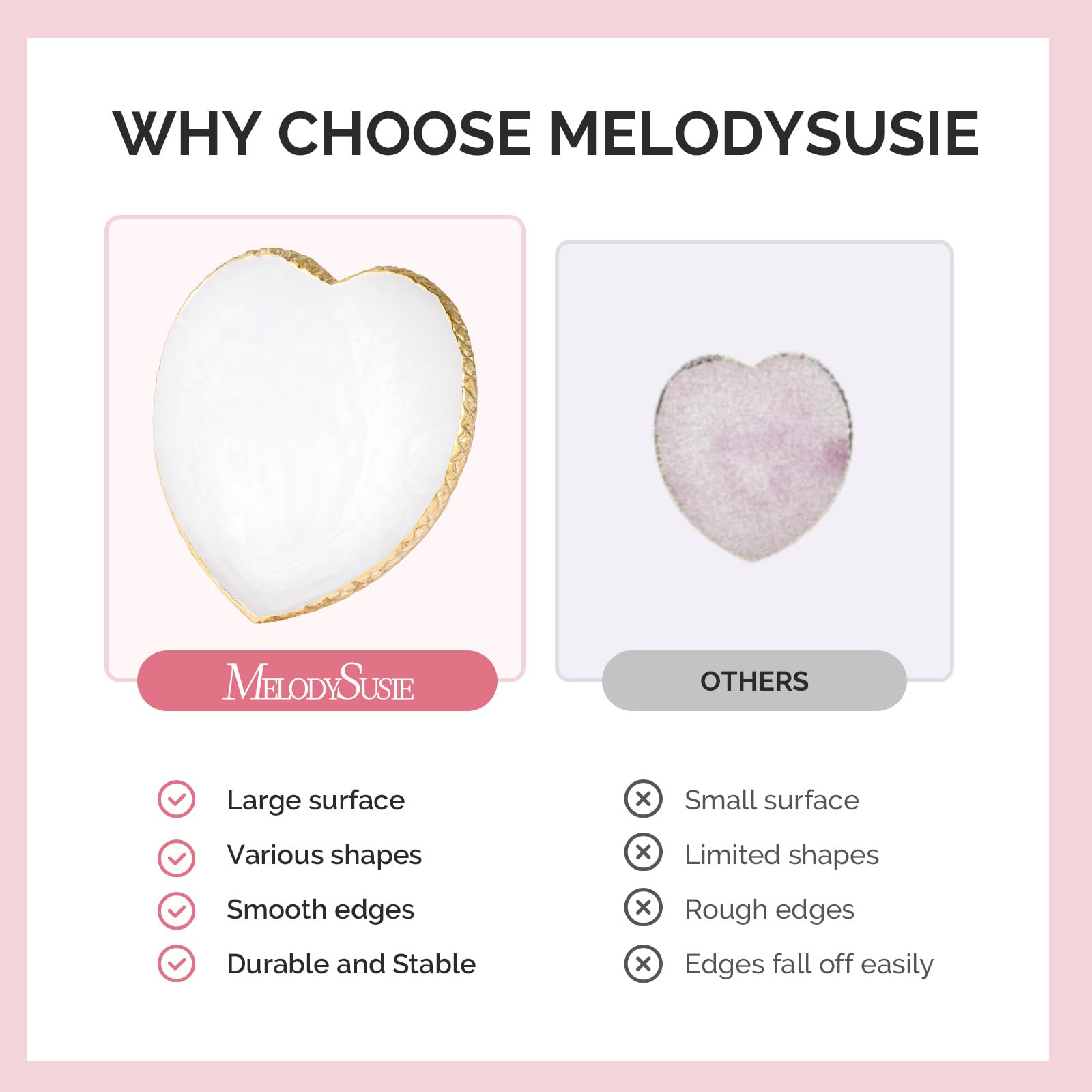 MelodySusie 1Pc Heart Resin Nail Art Palette Color Mixing Board White