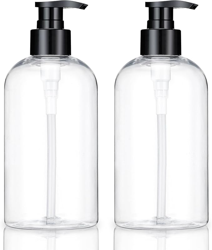 Plastic Pump Bottles Dispenser 2 Pack 10oz Clear Refillable Pump Bottle