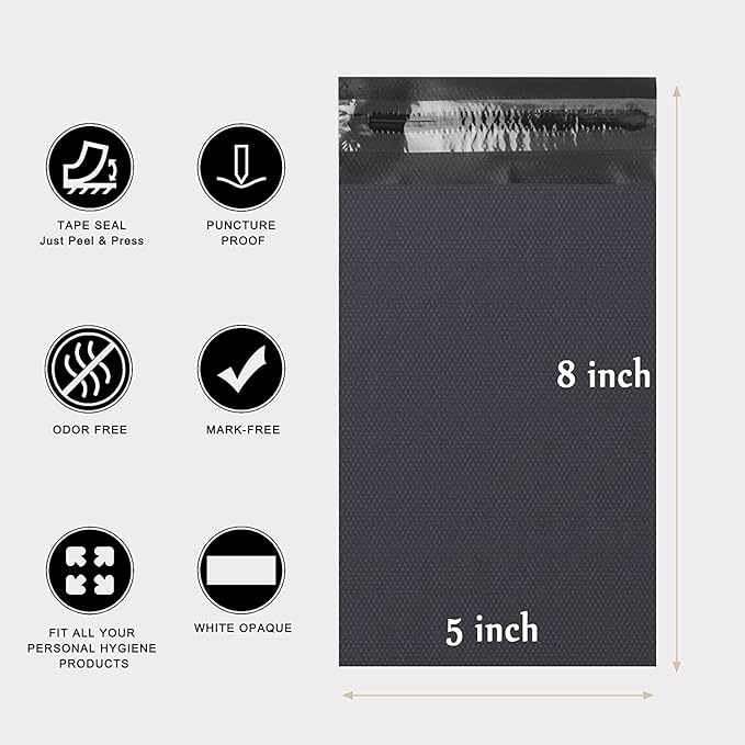 Sanitary Napkin Disposal Bags, Feminine Personal Disposal Bags, 200pcs Grey Opaque Bags and 2pcs Pink Sanitary Napkin Storage Bags for Sanitary Disposal, Tampons, Pads, and Liners