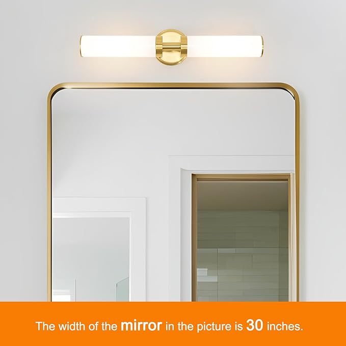 Antique Gold Wall Sconces Set of 2, Modern Bathroom Vanity Lights for Mirror, Wall Light Fixtures with Milk Glass for Bathroom, Bedroom, Hallway, E26 Base, Bulbs Required, 22.05 Inch