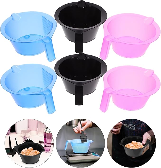 LALAFINA Hair Dye Bowls Set of 6 Transparent Salon Hair Color Mixing Bowls with Measurement Scales for Precise Dye Application and Highlighting 6.10X5.11X2.63In