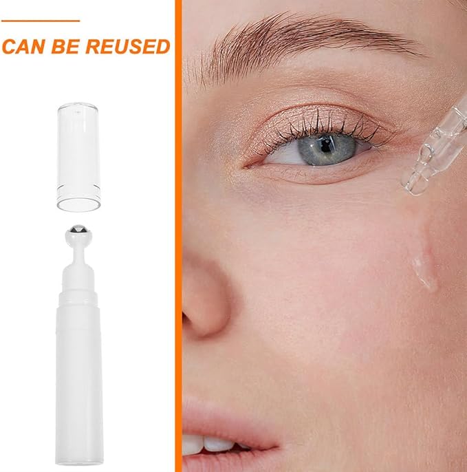 TOVINANNA Eye Cream Container Roller Bottle, 2pcs 15ml Empty Roll On Bottles Travel Essential Oil Roller Bottles Refillable Cream Bottle Eye Cream Applicator Roller Cosmetic Dispenser for Women