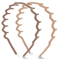 Kitsch Zig Zag Headbands for Women – Fashion Accessories for Slicked Back Styles - Comfortable Wavy Headbands | Comb Headband with Teeth - Neutral - 2 pcs