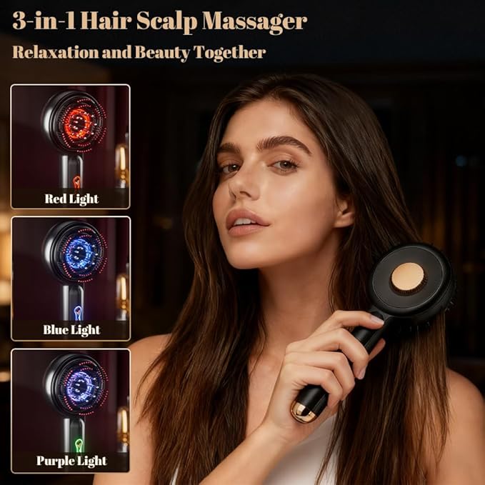 Dexmary 3 in 1 Hair Massager Scalp, Electric Scalp Massager Fit for Men & Women, Oil Applicator for Hair Nourishment, Black