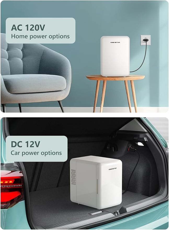 KEENSTAR 4L/6 Can Skincare Mini Fridge, Cooler & Warmer Mini Fridge for Bedroom, Cosmetics, Office, Dorm & Car, Portable Personal Refrigerator for Cosmetics, Skincare & Food (White)