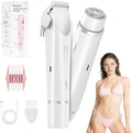 Bikini Trimmer for Women-2 in 1 Dual Head Electric Razors,USB Rechargeable Bikini Electric Shaver,IPX7 Waterproof Dry & Wet Use Body Hair Trimmer and Facial Hair Remover for Underarm Leg Body,White