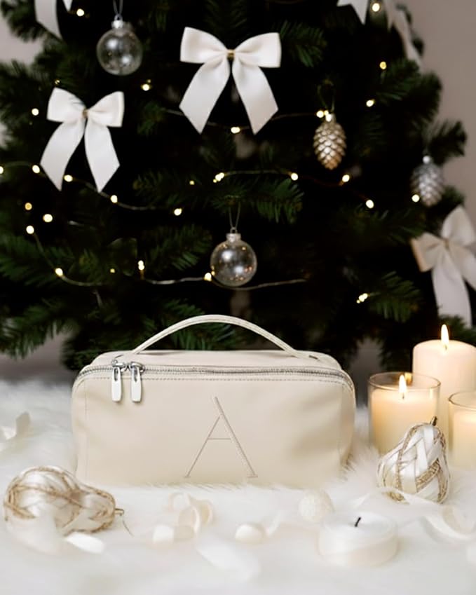 EACHY Personalized Makeup Bag, Travel Cosmetic Bags for Women with Zipper & Handle, Christmas or Birthday Gift for Mom, Wife and Friends