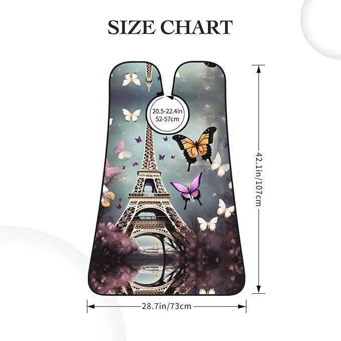 Romantic Paris Butterfly Eiffel Print Beard Bib Apron For Men, Beard Hair Catcher For Men Shaving Trimming,Beard Cape Cloth