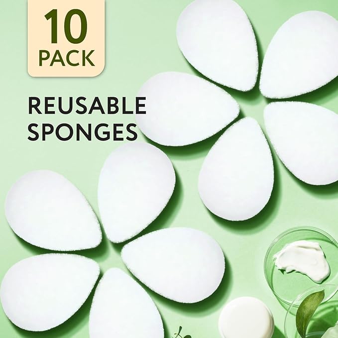 Impresa Face Scrubber Exfoliating Pads - 10 Count, White Puff - Facial Sponges for Deep Clean & Skin Buffing - Exfoliating Sponge & Scrub Pads