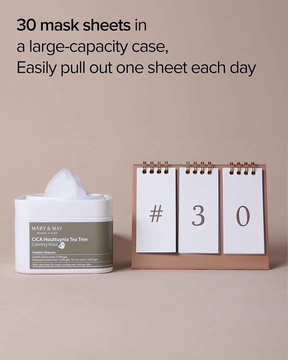 Mary&May CICA Heartleaf Tea Tree Calming Mask, 30 Sheets Pull-Out