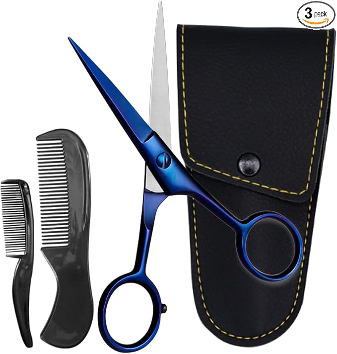 Ontaki 5" Beard & Mustache Scissor with Combs for Men - Rose Gold