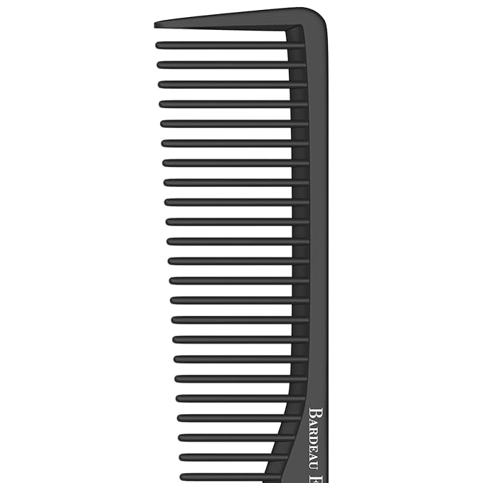 Bardeau Essentials Professional 7 Inch Black Carbon Fiber Anti Static Chemical And Heat Resistant Comb For All Hair Types | Fine and Wide Tooth Comb For Men and Women