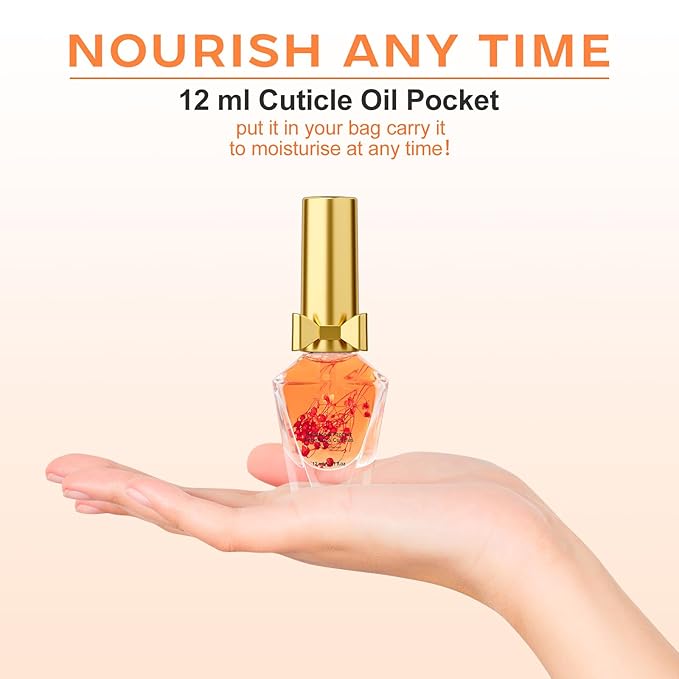 JIASHENG Cuticle Oil, Cuticle Nail Oil Infused with Real Flowers, Rose 12ml