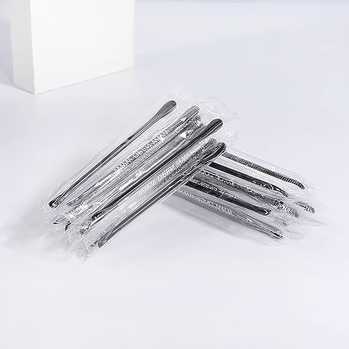 Doromy 200Pcs Plastic Disposable Blackhead Remover Double-Headed Comedones Extractor Black Pimple Popper Tool Acne Removal Stick Cotton Swab Beauty Tool