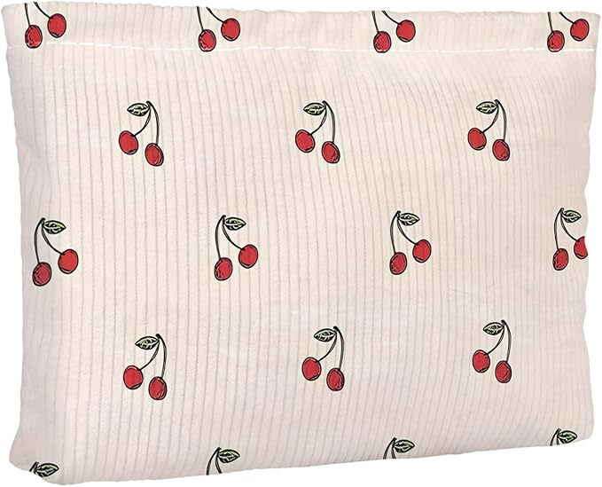 Ksriylm Cute Red Cherry Makeup Pouch for Women Small Make Up Beige Cherries Pattern Bag for Purse Zipper Initial Makeup Cosmetic Bags Pouches for Purse Aesthetic Travel Toiletry Bags