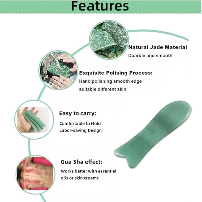 TOP SEWING Facial Gua Sha Tool for Chin Massage Tool Natural Jade Stone Gua Sha Board for Face SPA Acupuncture Therapy Trigger Point Treatment